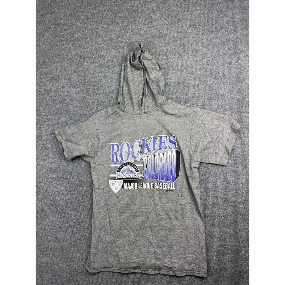 Vintage 90s Colorado Rockies‎ Shirt Men's M Gray Hooded MLB Spectator Sportswear